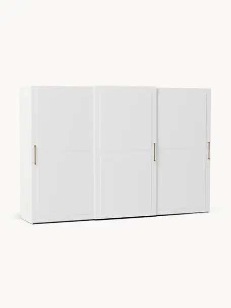 Armario modular Charlotte, 3 puertas correderas (300 cm), diferentes variantes, Estructura: tablero aglomerado revest, Blanco, Interior Basic (An 300 x Al 200 cm)