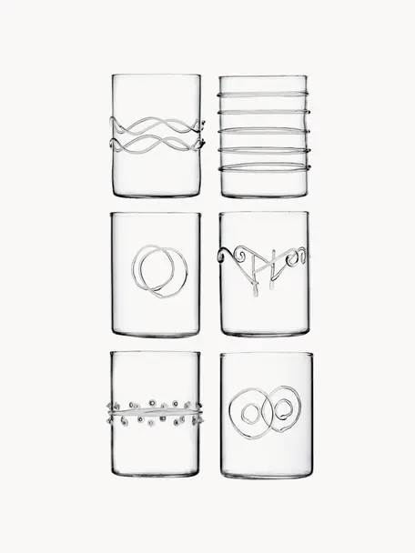 Set de vasos chupito artesanales Deco' Clear, 6 uds., Vidrio de borosilicato, Transparente, Ø 5 x Al 7 cm, 100 ml