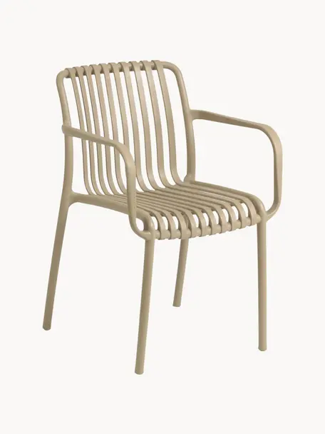 Chaise de jardin à accoudoirs Isabellini, Plastique, Beige, larg. 54 x prof. 49 cm