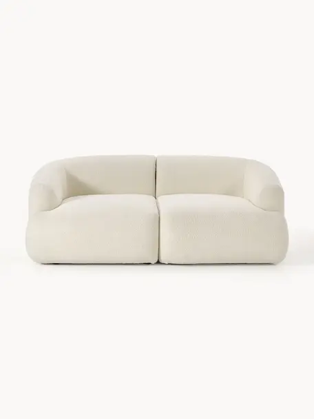 Sofá modular de borreguillo Sofia (2 plazas), Tapizado: borreguillo (100% polipro, Estructura: madera de abeto, tablero , Patas: plástico El material util, Tejido blanco Off White, An 190 x F 103 cm