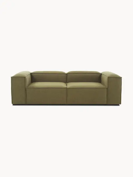 Modulares Sofa Lennon (3-Sitzer), Bezug: 100 % Polyester Der strap, Gestell: Massives Kiefernholz, Spe, Füße: Kunststoff Dieses Produkt, Webstoff Olivgrün, B 238 x T 119 cm