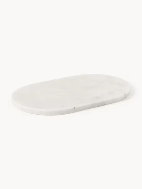 Ręcznie wykonana taca z marmuru Aika, Marmur, Biały, marmurowy, S 36 x G 22 cm