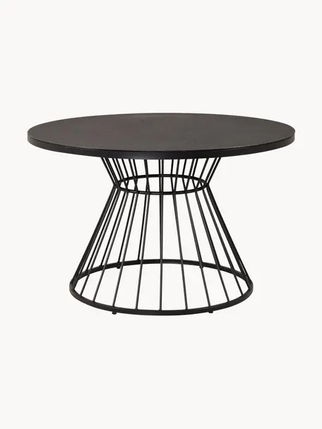 Mesa de comedor redonda con tapa de spraystone Tropea, Ø 110 cm, Negro, Ø 110 x Al 75 cm