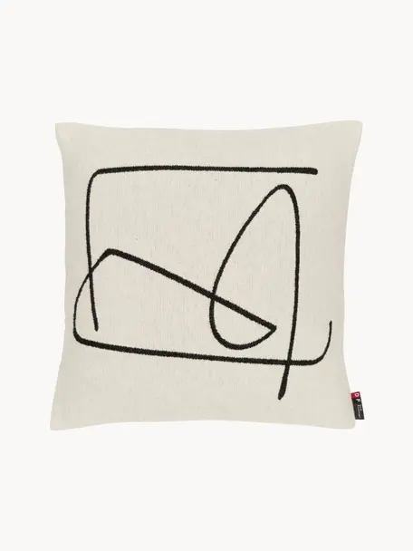 Housse de coussin 50x50 coton Nova Abstract, Blanc crème, noir, larg. 50 x long. 50 cm