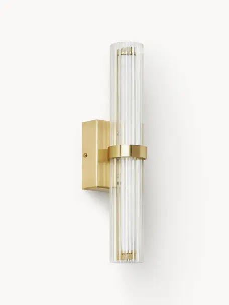 Kinkiet LED Mirabella, Stelaż: metal powlekany, Transparentny, odcienie złotego, S 8 x W 38 cm