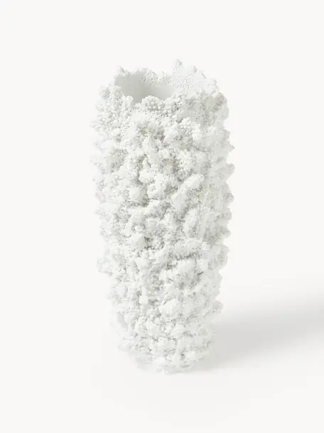 Jarrón de diseño Coral, 25 cm, Jarrón: poliresina, Blanco, Ø 12 x Al 25 cm