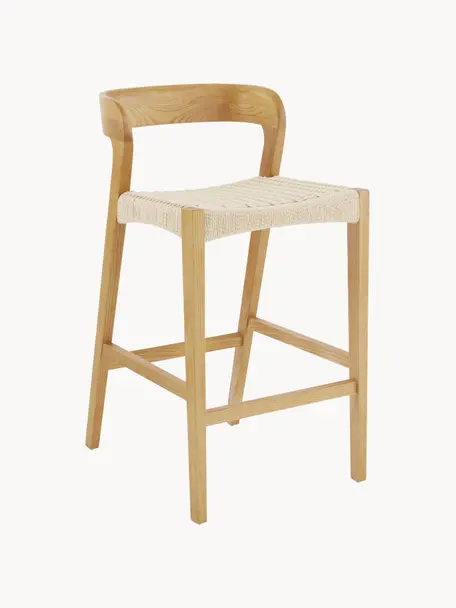 Barová stolička Vikdalen, Svetlobéžová, brestové drevo, Š 45 x V 87 cm