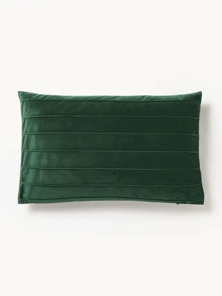 Funda de cojín texturizada de terciopelo Lola, Terciopelo (100% poliéster), Verde oscuro, An 30 x L 50 cm