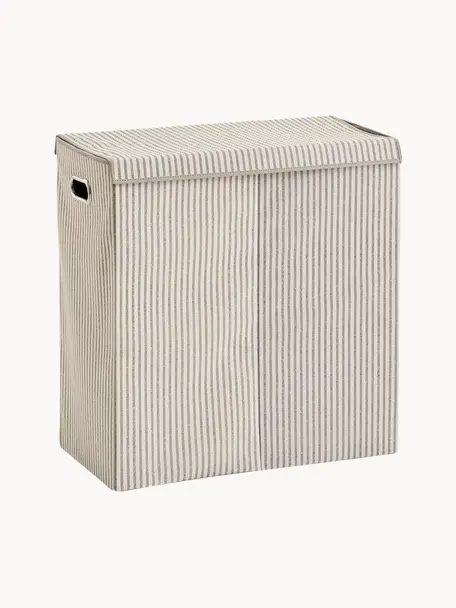 Panier à linge Stripes, 100 % polypropylène (intissé), Beige, blanc crème, larg. 62 x haut. 63 cm