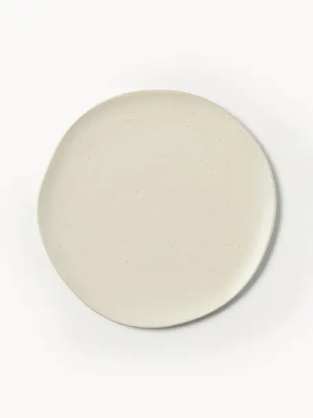 Assiette plate en grès Flow, Grès cérame, Blanc cassé, chiné, Ø 27 cm