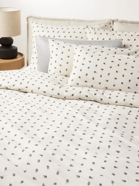 Funda nórdica de algodón estampado Amma, Blanco Off White, Cama 180/200 cm (260 x 240 cm)