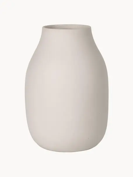 Handgefertigte Vase Colora, H 20 cm, Keramik, Hellbeige, Ø 14 x H 20 cm