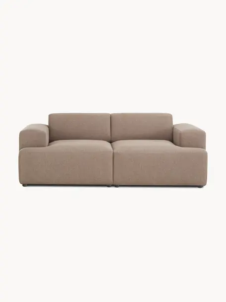 Sofa Melva (2-Sitzer), Bezug: 100% Polyester Der hochwe, Gestell: Massives Kiefernholz, FSC, Füße: Kunststoff, Webstoff Nougat, B 198 x T 101 cm