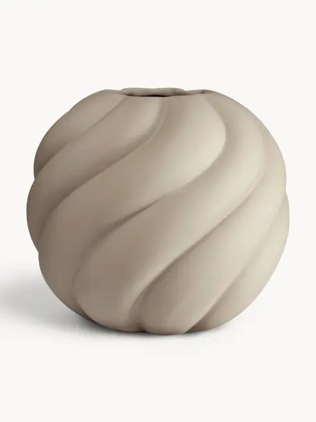 Vaso in ceramica dipinto a mano Twist Ball, alt. 20 cm, Ceramica, Beige chiaro, Ø 22 x Alt. 20 cm