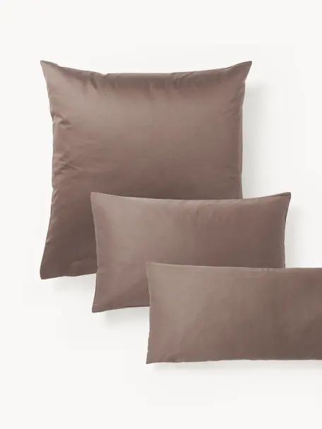Taie d'oreiller en satin de coton Comfort, Brun foncé, larg. 50 x long. 70 cm