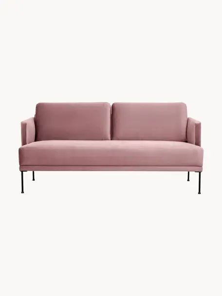 Samt-Sofa Fluente (2-Sitzer), Bezug: Samt (Hochwertiger Polyes, Gestell: Massives Kiefernholz, FSC, Samt Altrosa, B 166 x T 85 cm