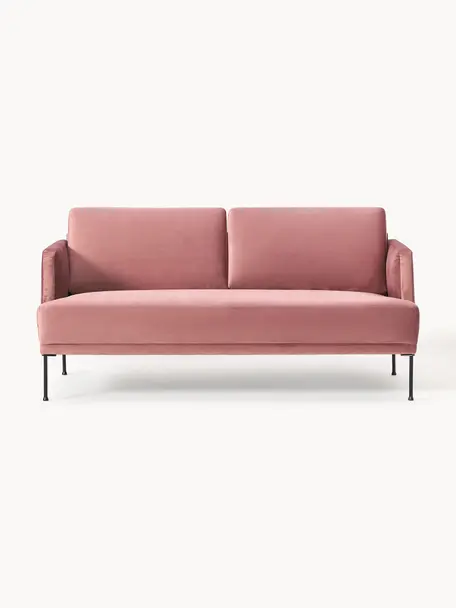 Samt-Sofa Fluente (2-Sitzer), Bezug: Samt (Hochwertiger Polyes, Gestell: Massives Kiefernholz, Samt Altrosa, B 166 x T 85 cm