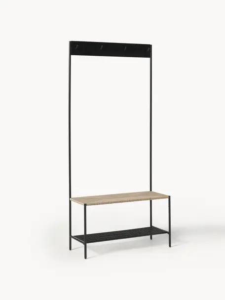 Meuble d'entrée en métal June, Noir, beige, larg. 85 x haut. 185 cm