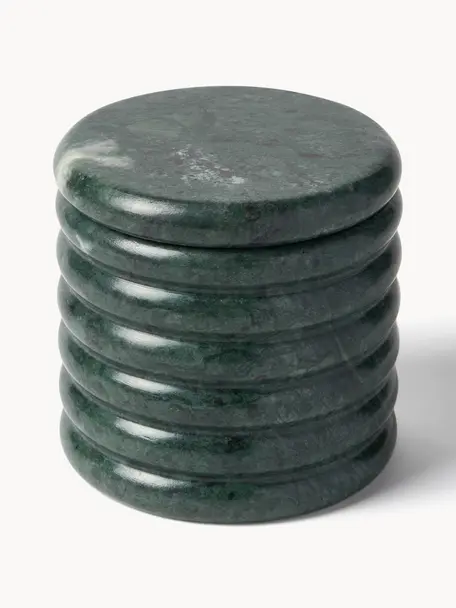 Boîte de rangement en marbre Orta, Marbre, Vert, marbré, Ø 10 x haut. 10 cm