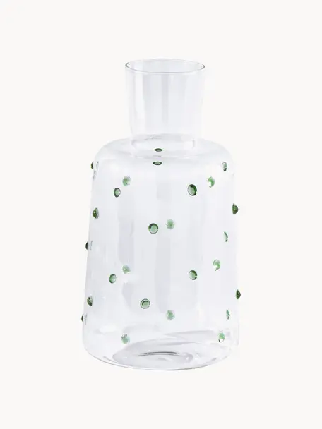 Mondgeblazen karaf Nob van borosilicaatglas, 2 L, Borosilicaatglas, mondgeblazen, Transparant, groen, 2 l