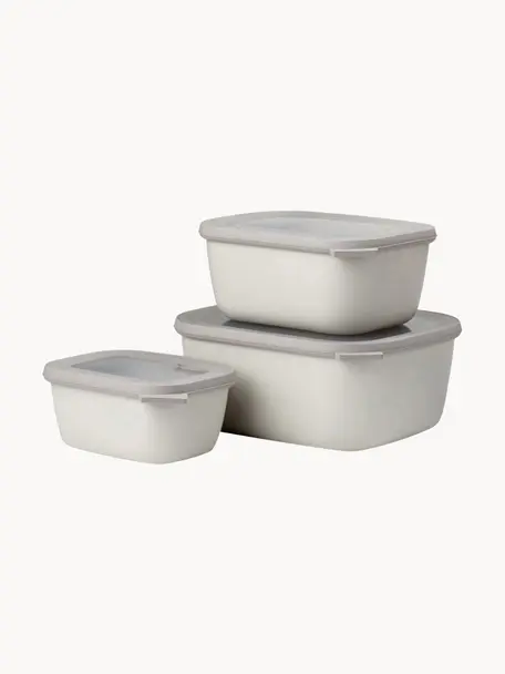 Set de recipientes con cajas Cirqula, 3 uds., Polipropileno (PP), Elastómeros Termoplásticos (TPE), sin BPA, Beige claro, 750 ml / 1,5 L / 3 L