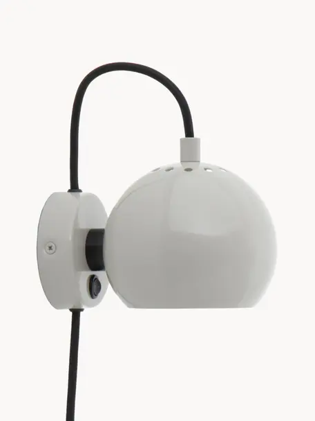 Design bolvormige wandlamp Ball, Lichtgrijs, B 16 x H 12 cm