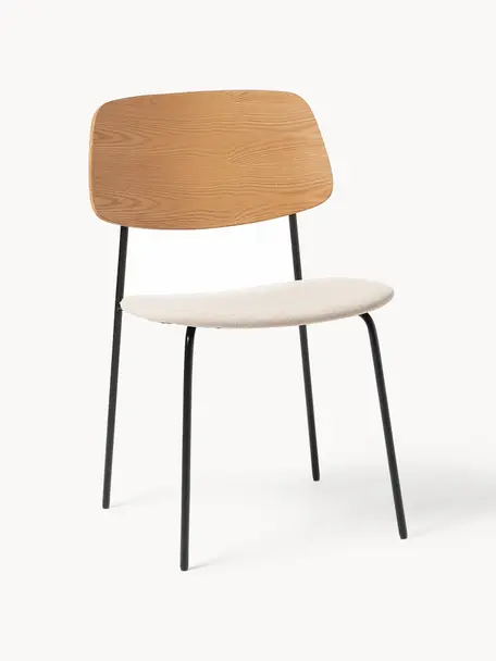 Drevené stoličky s čalúnením Nadja, 2 ks, Béžová, svetlé drevo, Š 50 x H 53 cm