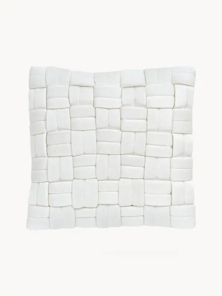 Housse de coussin 40x40 en tissu blanc crème Norman, Blanc, larg. 40 x long. 40 cm