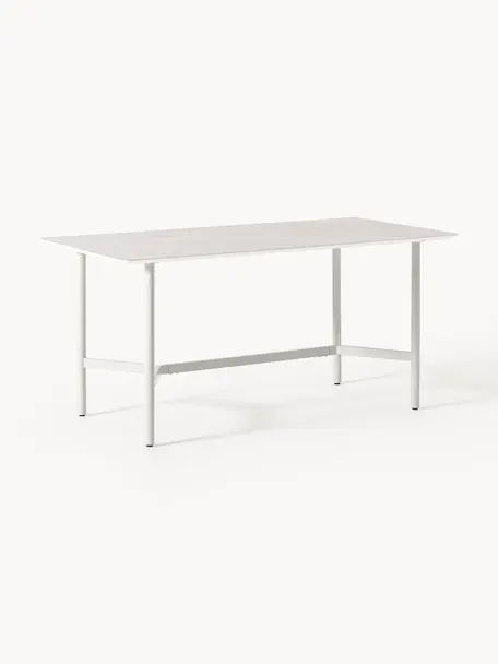 Mesa de aspecto mármol para exterior Connor, Tablero: cerámica, Estructura: metal pintado, Aspecto mármol gris claro, Off White, An 160 x F 85 cm