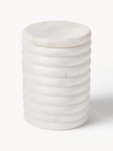 Mramorová dóza Orta, Mramor, Bílá, mramorovaná, Ø 10 cm, V 14 cm