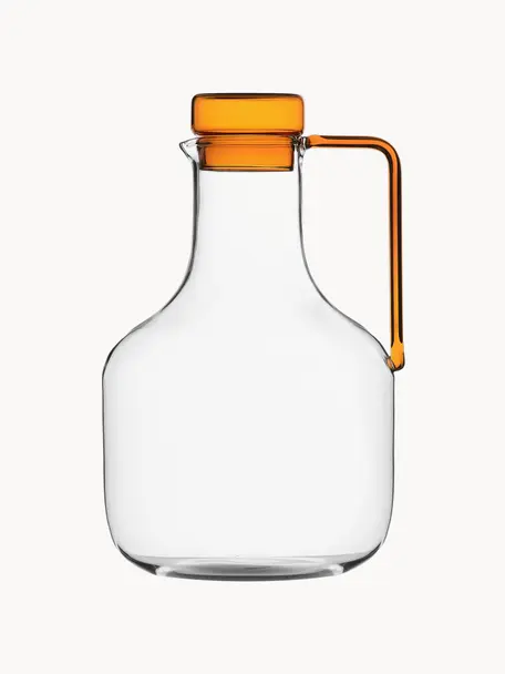 Pichet à eau artisanal Liberta, 1,9 L, Verre borosilicate, Transparent, orange, 1,9 L