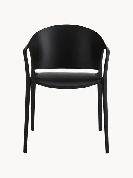 Umělohmotné židle s područkami Monti, 2 ks, Umělá hmota, Černá, Š 56 cm, H 54 cm