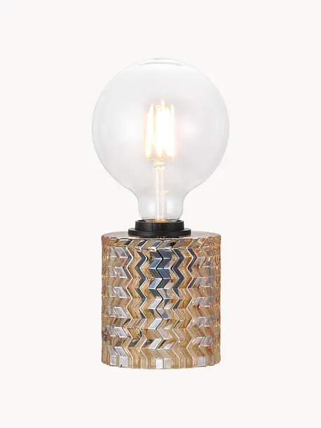 Kleine Tischlampe Hollywood aus Glas, Lampenfuß: Glas, Bernsteinfarben, Ø 11 x H 13 cm