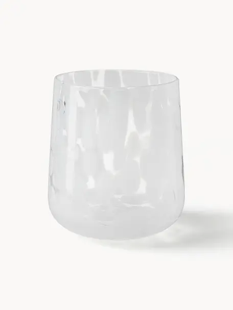 Handgemachte Wassergläser Oakley mit Tupfen-Muster, 4 Stück, Glas, Weiss, Transparent, Ø 9 x H 10 cm, 370 ml