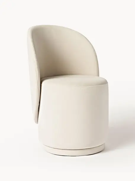 Chaise rembourrée en velours Zeyno, Velours (100 % polyester), Velours blanc cassé, larg. 54 x haut. 82 cm