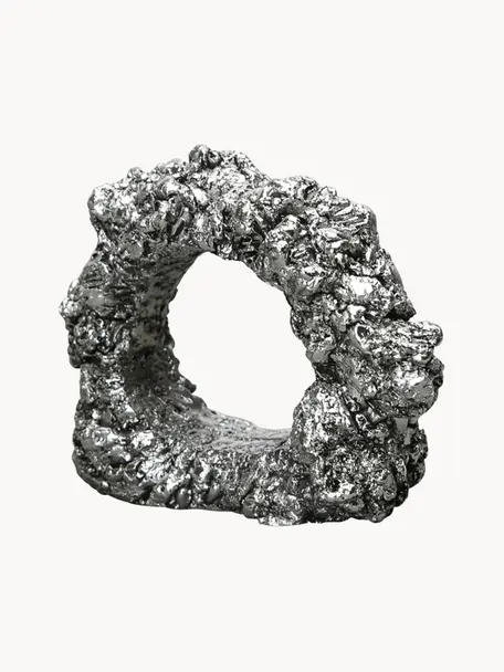 Obrączka na serwetkę Minerale, 6 szt., Poliresing, Odcienie srebrnego, S 7 x W 6 cm