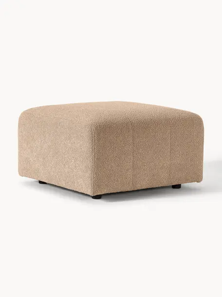 Bouclé-Sofa-Hocker Lena, Bezug: Bouclé (93 % Polyester, 6, Gestell: Kiefernholz, Schichtholz,, Füße: Kunststoff, Bouclé Hellbraun, B 76 x T 76 cm