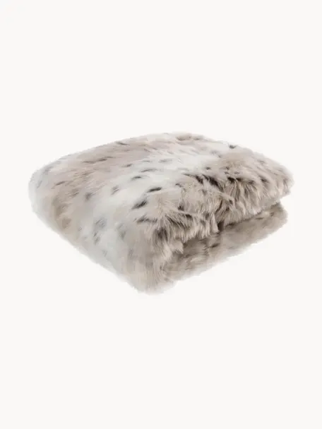 Coperta morbida in ecopelliccia effetto leopardo Skins, Retro: velluto di poliestere, Tonalità beige, Larg. 150 x Lung. 200 cm