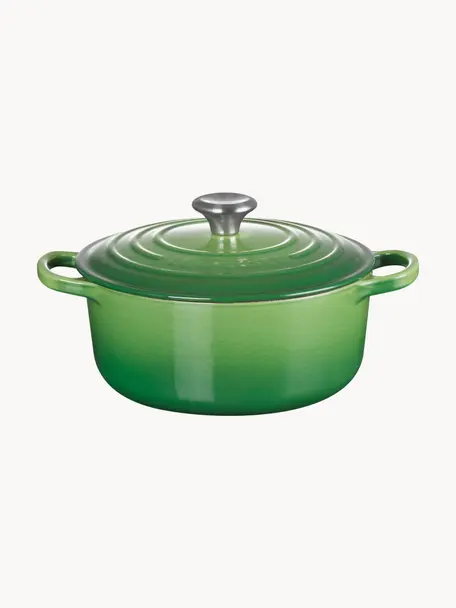 Cocotte ronde en fonte émaillée Signature Collection, Fonte, émaillée, Tons verts, Ø 20 x haut. 12 cm, 2,4 L