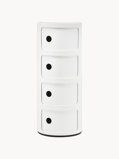 Dizajnový kontajner Componibili, 4 moduly, Plast (ABS), lakovaný, certifikát Greenguard, Lesklá biela, Ø 32 x V 77 cm