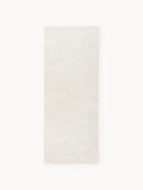 Tapis de couloir moelleux tissé main Wes, 100 % polyester, certifié GRS, Blanc crème, larg. 80 x long. 200 cm