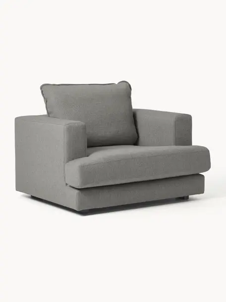Fauteuil Tribeca, Tissu taupe, larg. 110 x prof. 96 cm