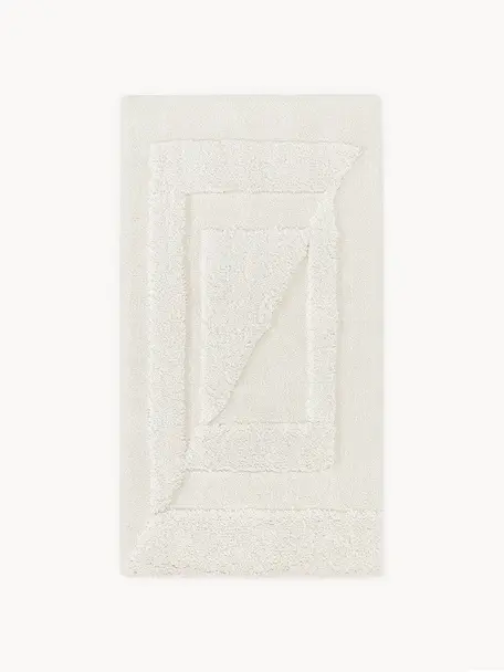 Pluizig hoogpolig vloerkleed Zion met verhoogde hoog-laag structuur, Bovenzijde: microvezels (100% polyest, Onderzijde: 55% polyester, 45% katoen, Crèmewit, B 200 x L 300 cm (maat L)