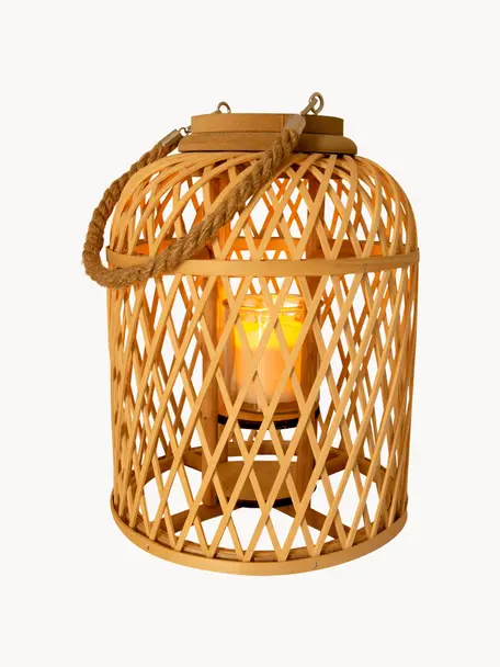 Lanterne - bougie solaire LED en bambou Korab, Brun clair, Ø 23 x haut. 29 cm