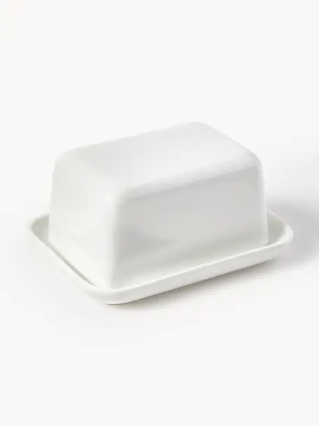 Burriera in porcellana Nessa, Porcellana a pasta dura di alta qualità, Bianco latte lucido, Larg. 17 x Alt. 8 cm