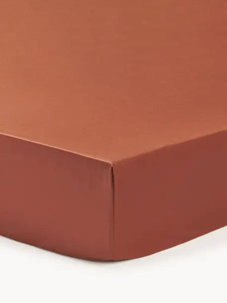 Drap-housse en satin de coton pour surmatelas Premium, Terracotta, larg. 140 x long. 200 cm, haut. 15 cm