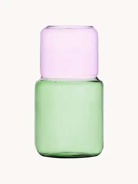 Ręcznie wykonany wazon Revolve, W 25 cm, Szkło borokrzemowe, Jasny różowy, jasny zielony, transparentny, Ø 13 x W 25 cm