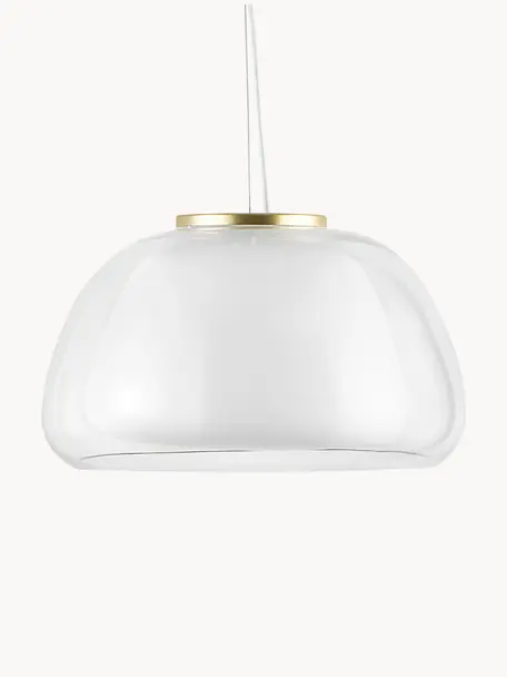 Lámpara de techo de vidrio Jelly, Pantalla: vidrio, Cable: cubierto en tela, Transparente, blanco, Ø 39 x Al 23 cm