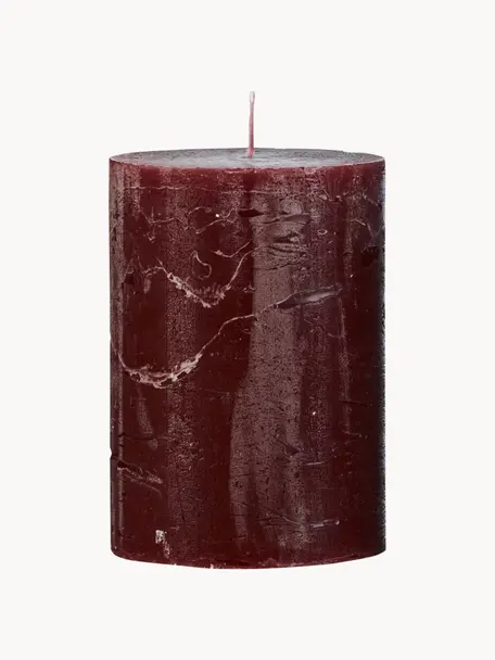 Candela a pilastro fatta a mano Rustic, Paraffina, Rosso vino, Ø 7 x Alt. 20 cm