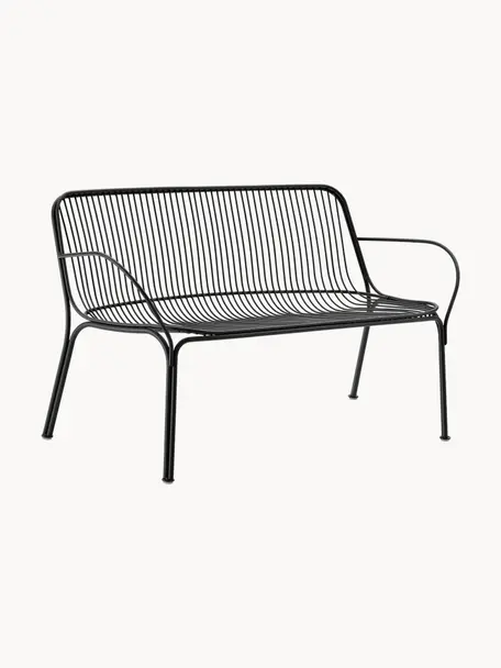 Banc de jardin Hiray, Acier galvanisé, laqué, Noir, larg. 121 x prof. 68 cm